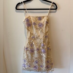 Lucy in the Sky Tank Tie Back Floral Embellished Mini Dress size Small